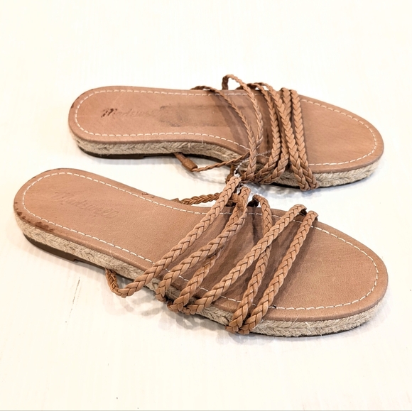 MADEWELL Braided Tan Strappy Espadrille Women's Sandals Size 8 - Picture 1 of 8